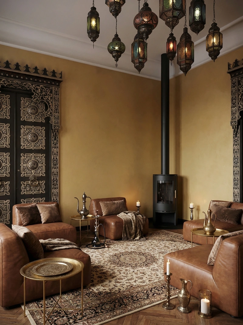 Дизайн гостиной в стиле Блэктэк — фото интерьера от нейросети RoomGPT