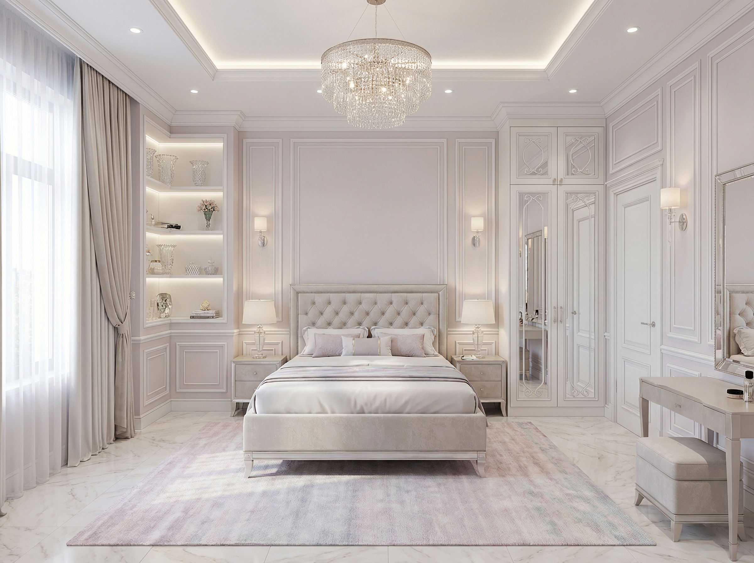 Дизайн спальни в стиле Классика — фото интерьера от нейросети RoomGPT