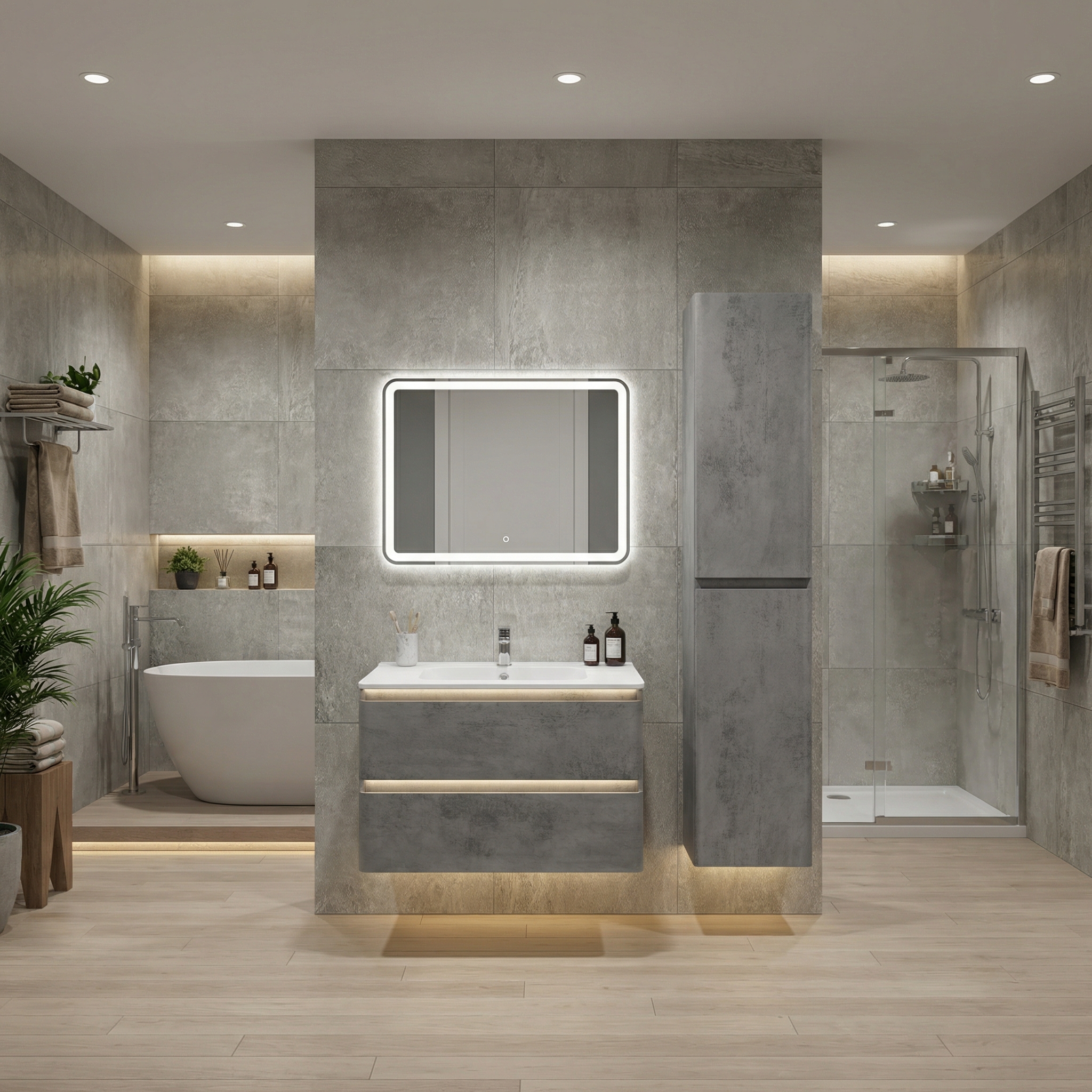 Дизайн ванной в стиле Контемпорари — фото интерьера от нейросети RoomGPT