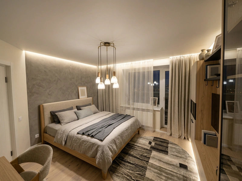 Дизайн спальни в стиле Japandi — фото интерьера от нейросети RoomGPT