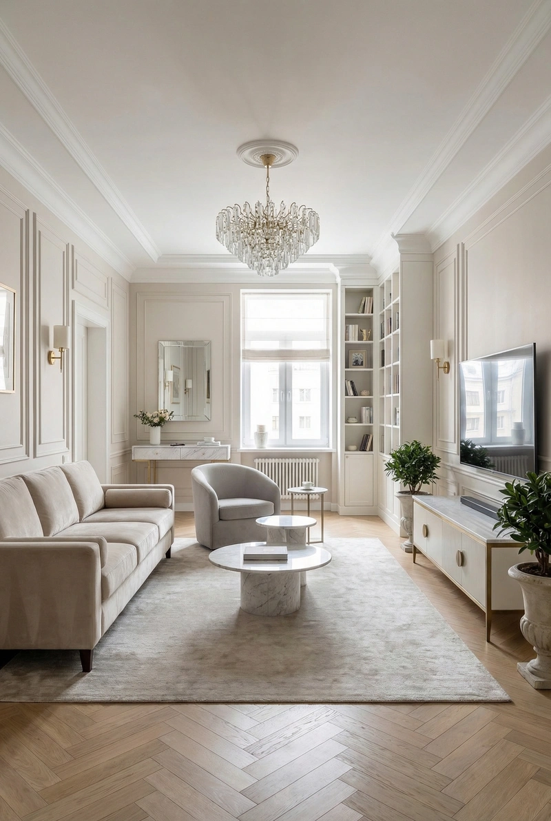 Дизайн интерьера в стиле Классика — Гостиная от нейросети RoomGPT