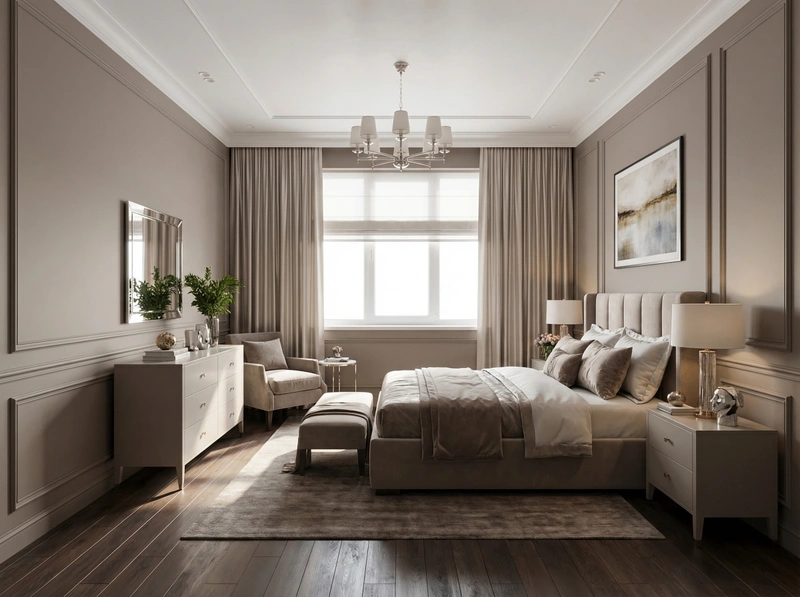 Дизайн спальни в стиле Классика — фото интерьера от нейросети RoomGPT