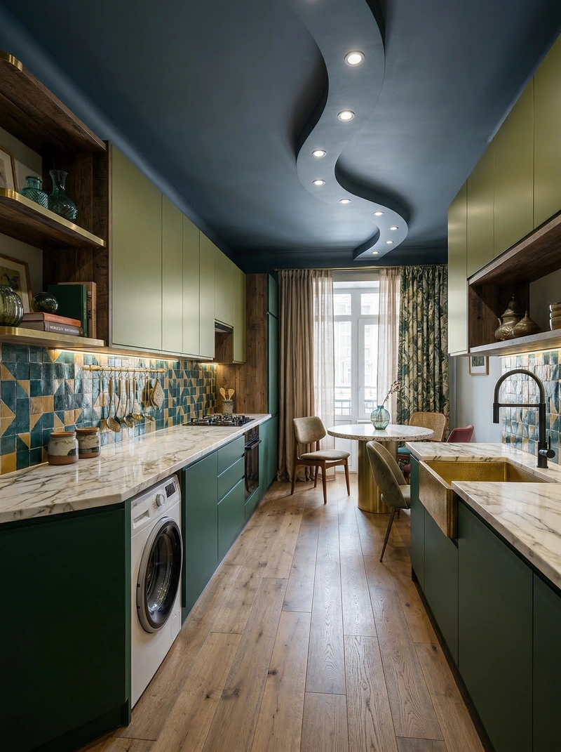 Дизайн кухни в стиле Эклектика — фото интерьера от нейросети RoomGPT