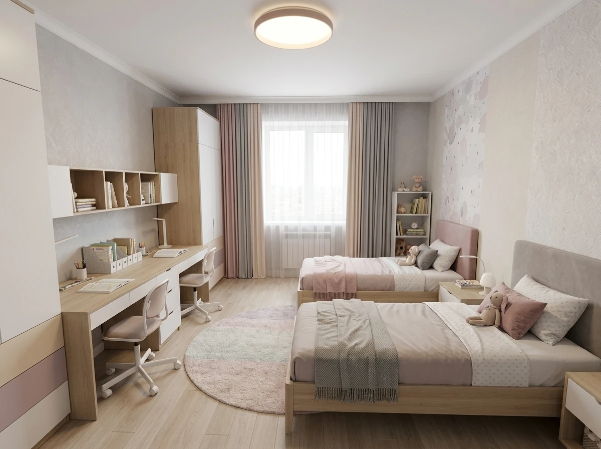 Дизайн детской в стиле Контемпорари — фото интерьера от нейросети RoomGPT