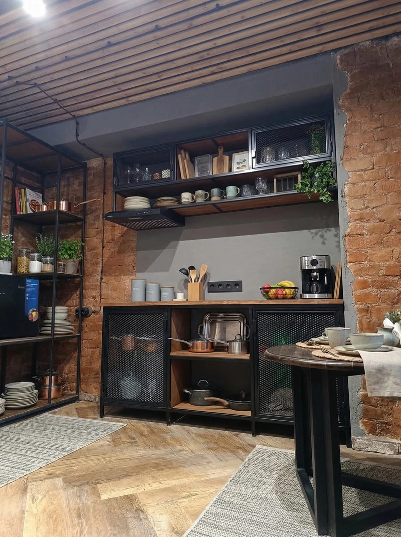 Дизайн кухни в стиле Лофт — фото интерьера от нейросети RoomGPT