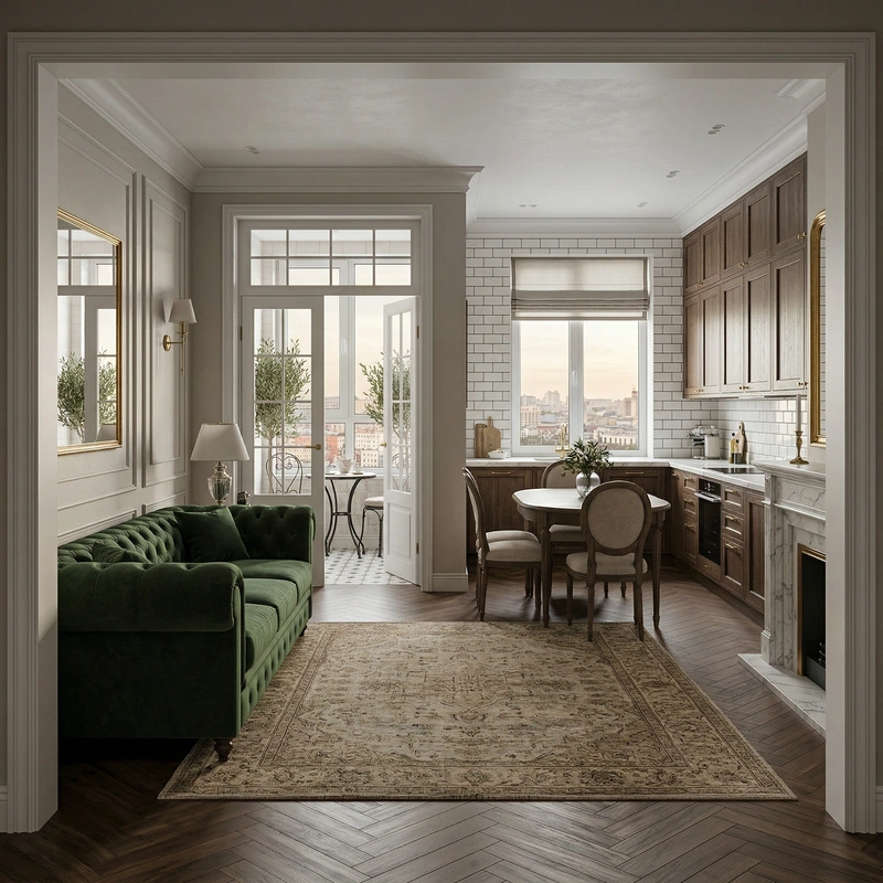 Дизайн гостиной в стиле Классика — фото интерьера от нейросети RoomGPT