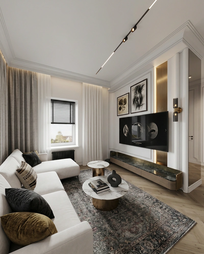 Дизайн интерьера в стиле Эклектика — Гостиная от нейросети RoomGPT