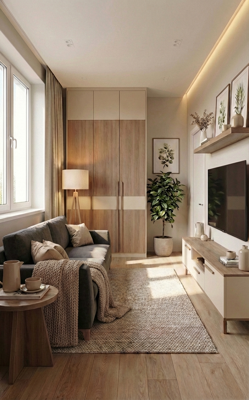 Дизайн гостиной в стиле Сканди — фото интерьера от нейросети RoomGPT