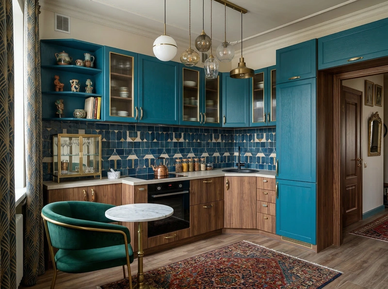 Дизайн кухни в стиле Эклектика — фото интерьера от нейросети RoomGPT
