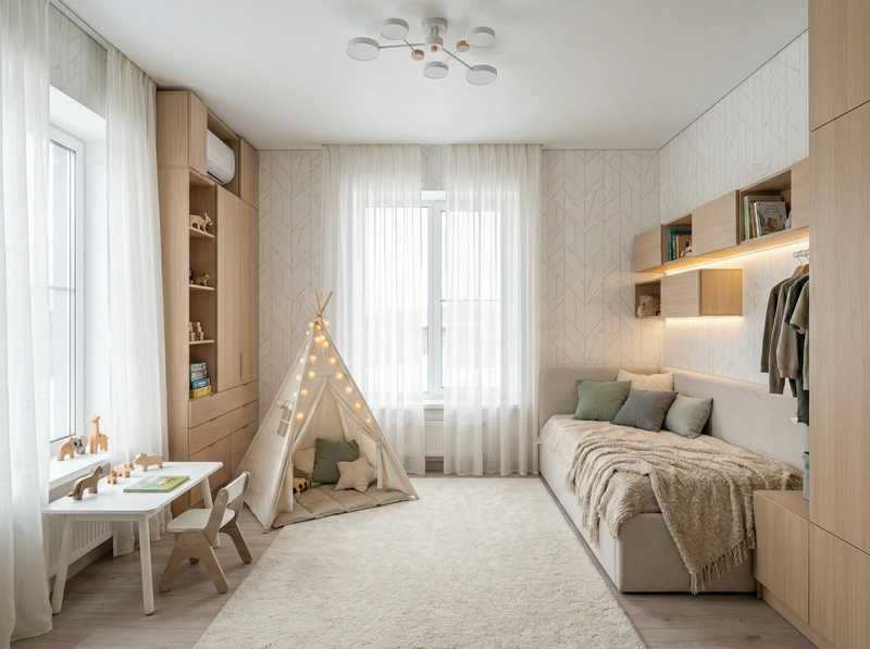 Дизайн интерьера в стиле Хюгге — Детская от нейросети RoomGPT