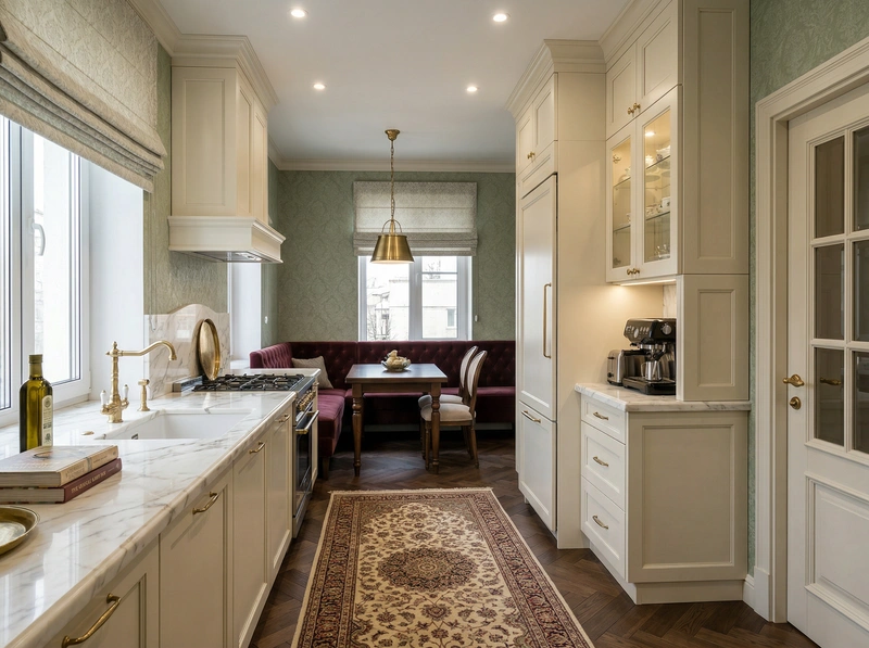Дизайн интерьера в стиле Классика — Кухня от нейросети RoomGPT