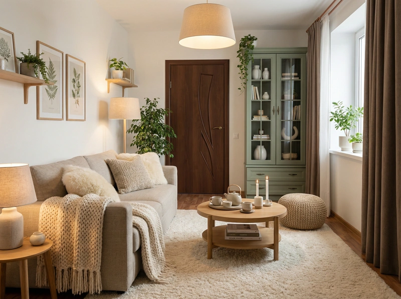 Дизайн интерьера в стиле Хюгге — Гостиная от нейросети RoomGPT