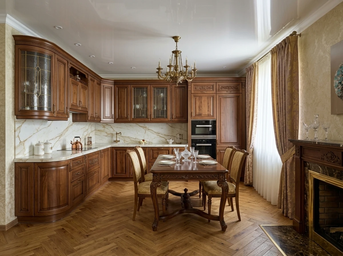 Дизайн кухни в стиле Классика — фото интерьера от нейросети RoomGPT