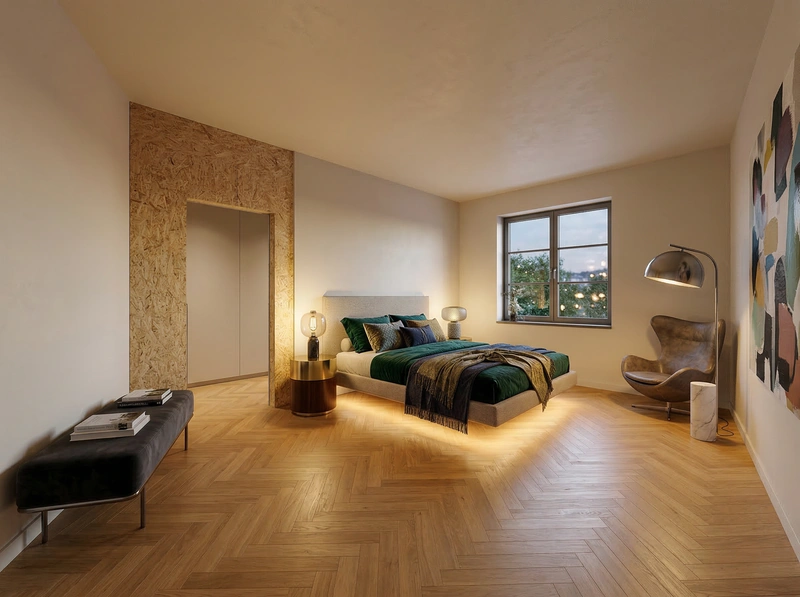 Дизайн спальни в стиле Эклектика — фото интерьера от нейросети RoomGPT