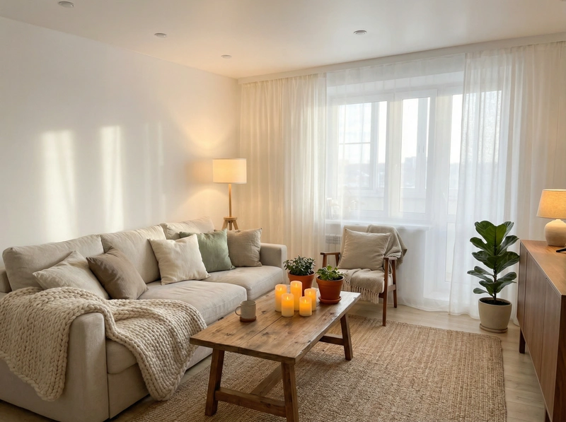 Дизайн интерьера в стиле Хюгге — Гостиная от нейросети RoomGPT