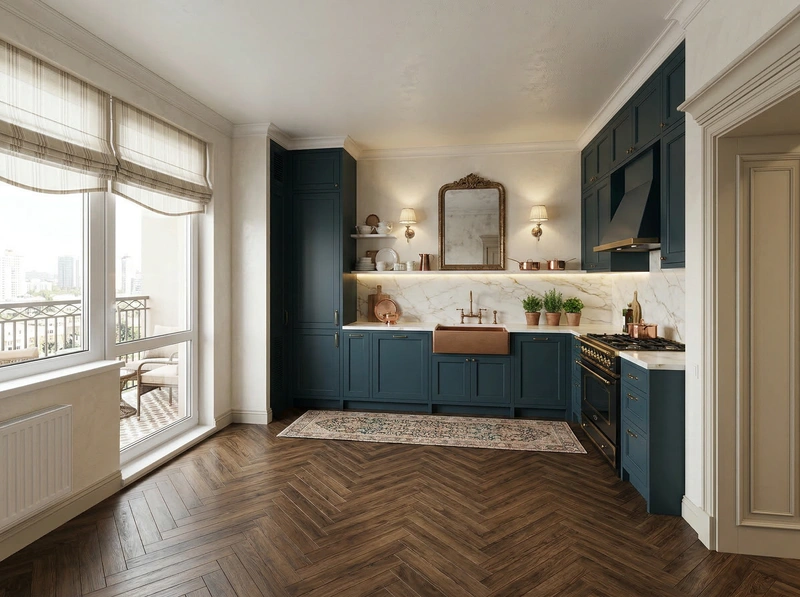 Дизайн кухни в стиле Классика — фото интерьера от нейросети RoomGPT