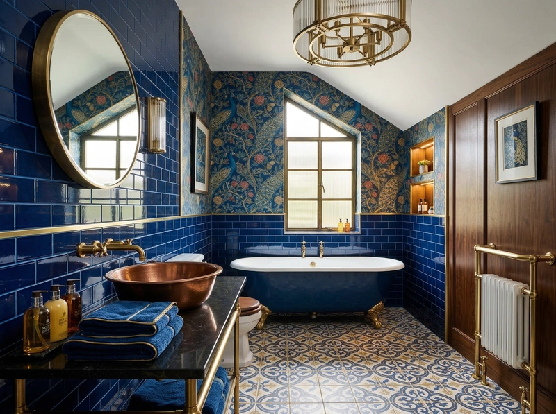 Дизайн ванной в стиле Британский — фото интерьера от нейросети RoomGPT