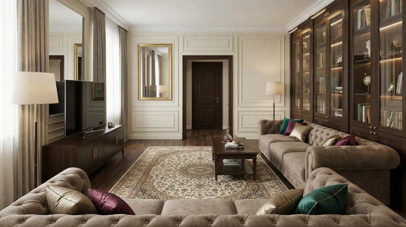 Дизайн интерьера в стиле Классика — Гостиная от нейросети RoomGPT