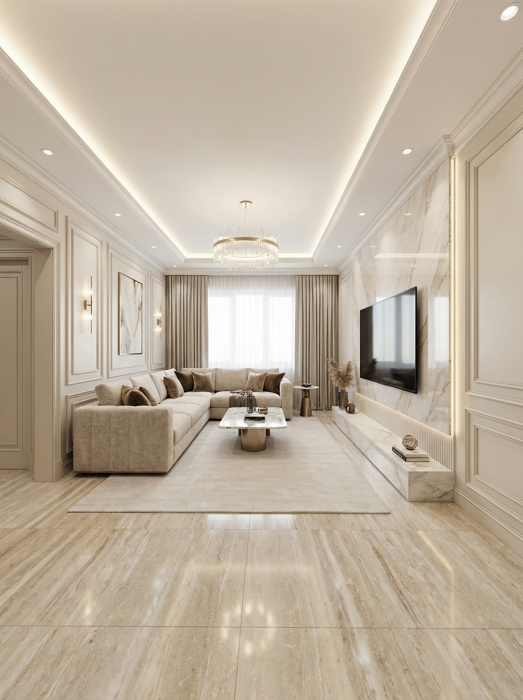 Дизайн гостиной в стиле Классика — фото интерьера от нейросети RoomGPT