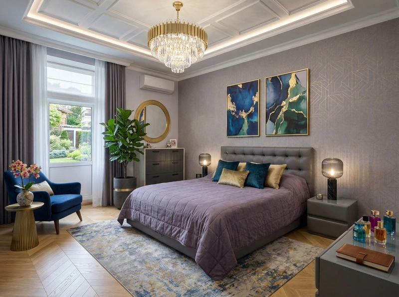 Дизайн спальни в стиле Контемпорари — фото интерьера от нейросети RoomGPT