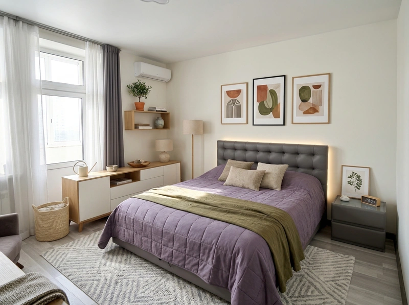 Дизайн спальни в стиле Сканди — фото интерьера от нейросети RoomGPT