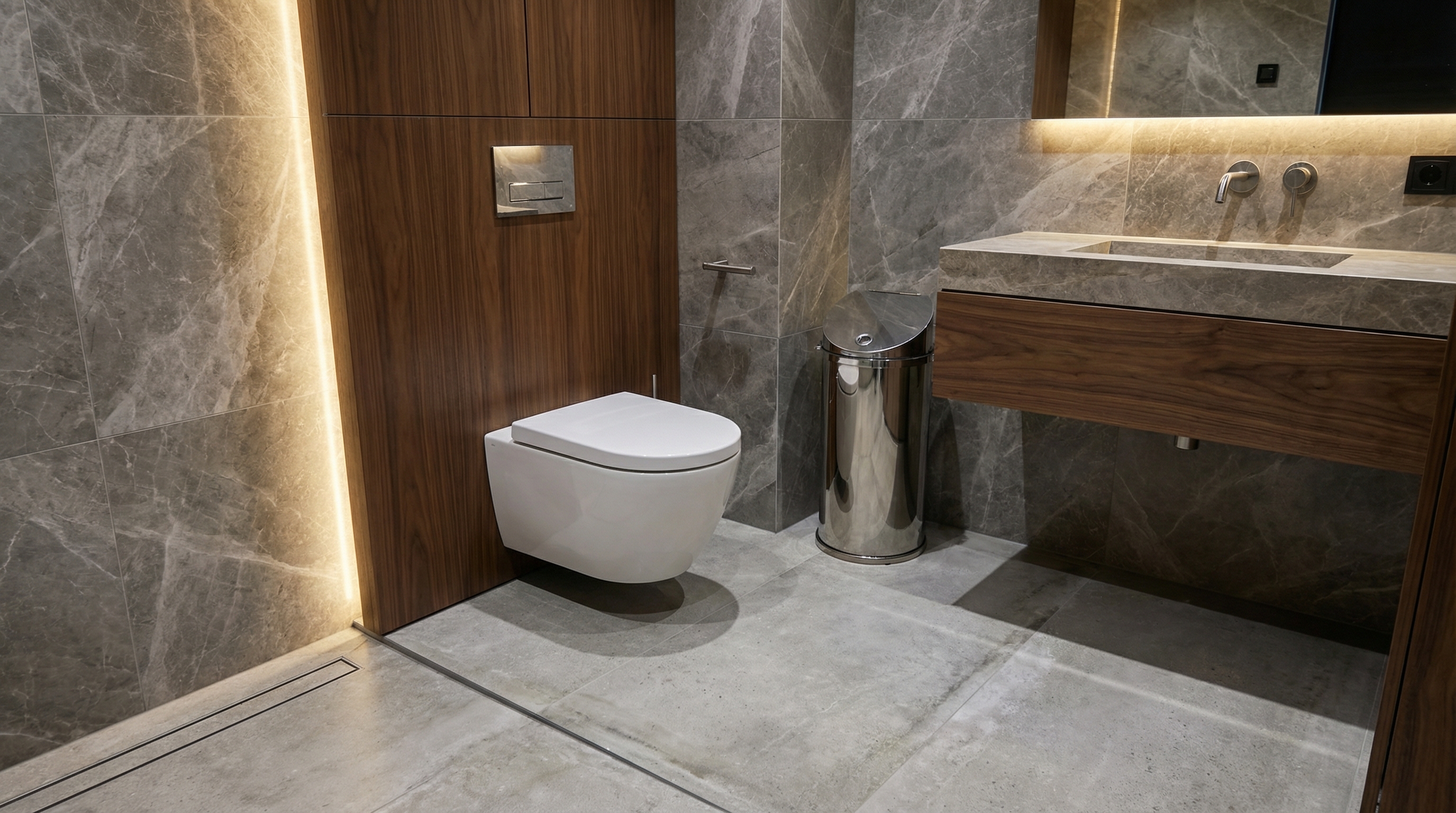 Дизайн ванной в стиле Контемпорари — фото интерьера от нейросети RoomGPT