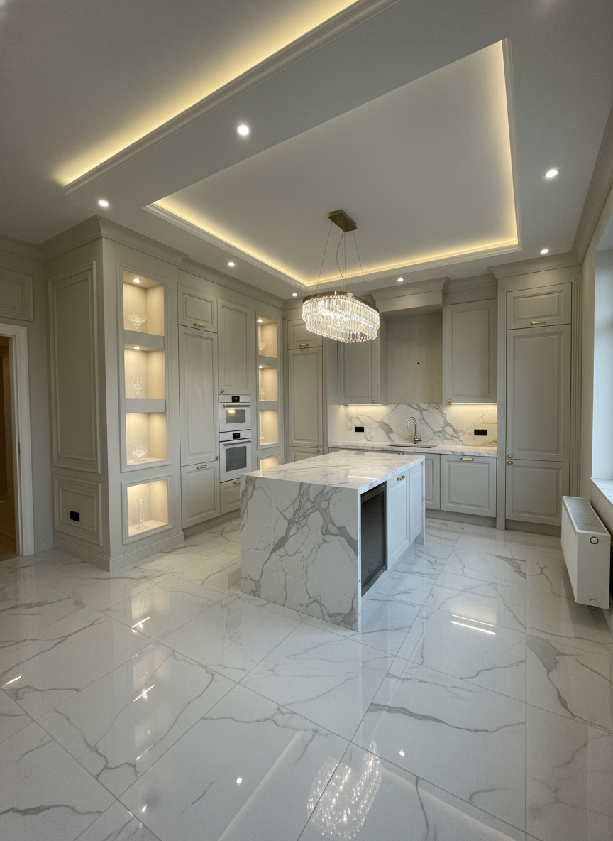 Дизайн кухни в стиле Классика — фото интерьера от нейросети RoomGPT