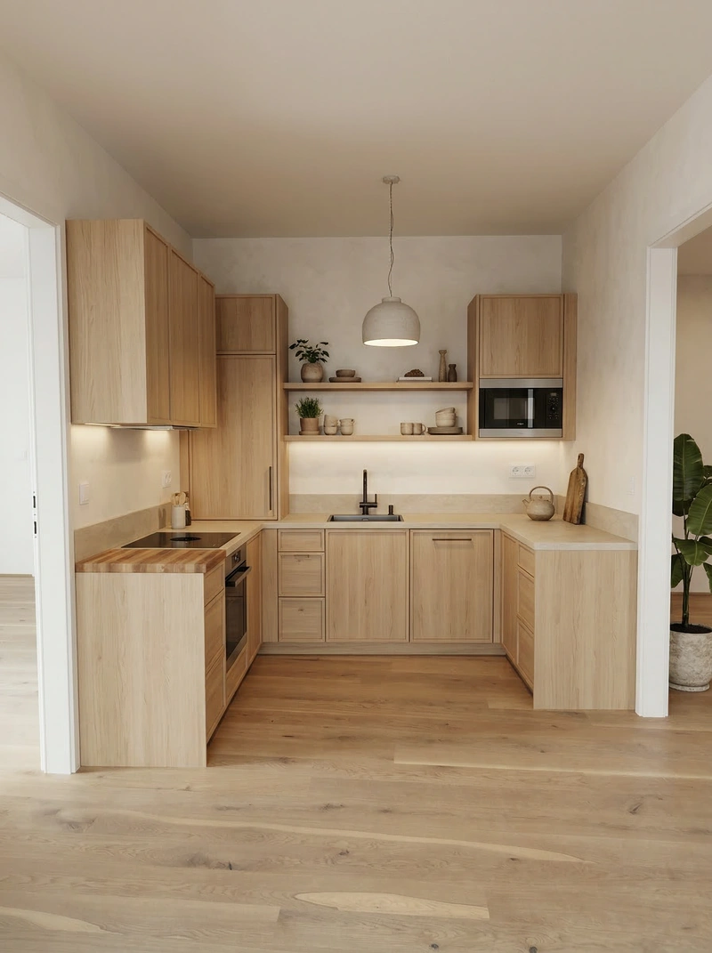 Дизайн кухни в стиле Japandi — фото интерьера от нейросети RoomGPT