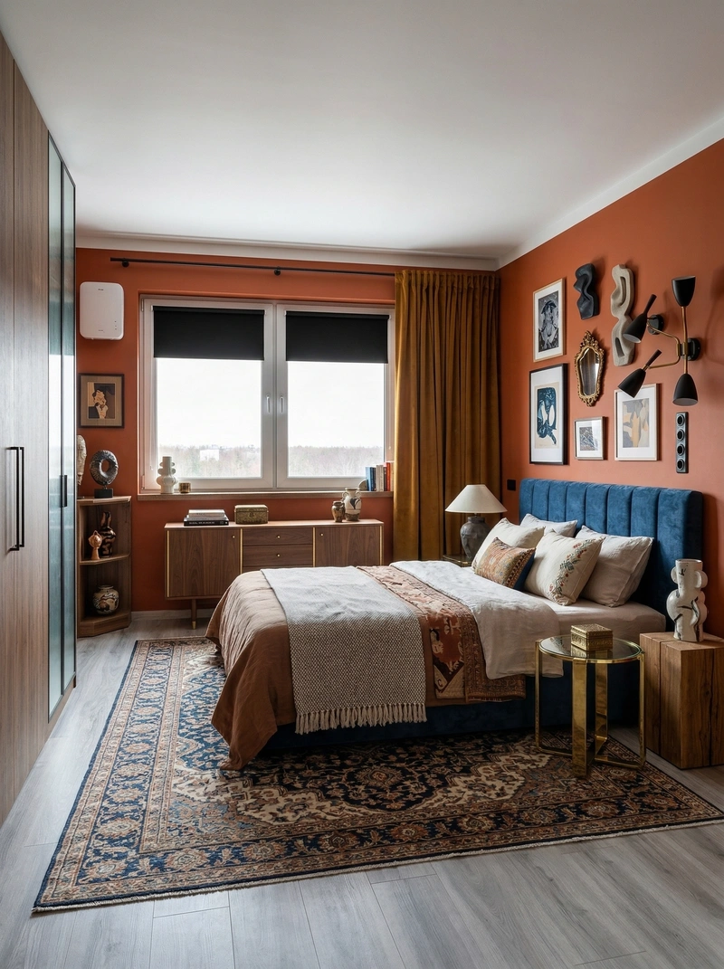 Дизайн спальни в стиле Эклектика — фото интерьера от нейросети RoomGPT