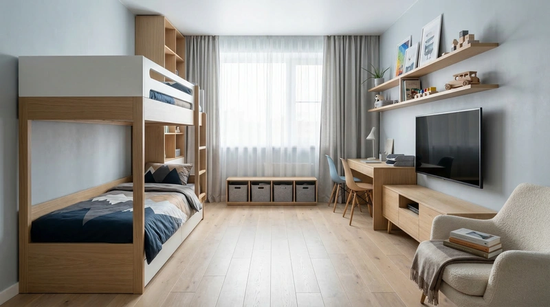 Дизайн детской в стиле Сканди — фото интерьера от нейросети RoomGPT