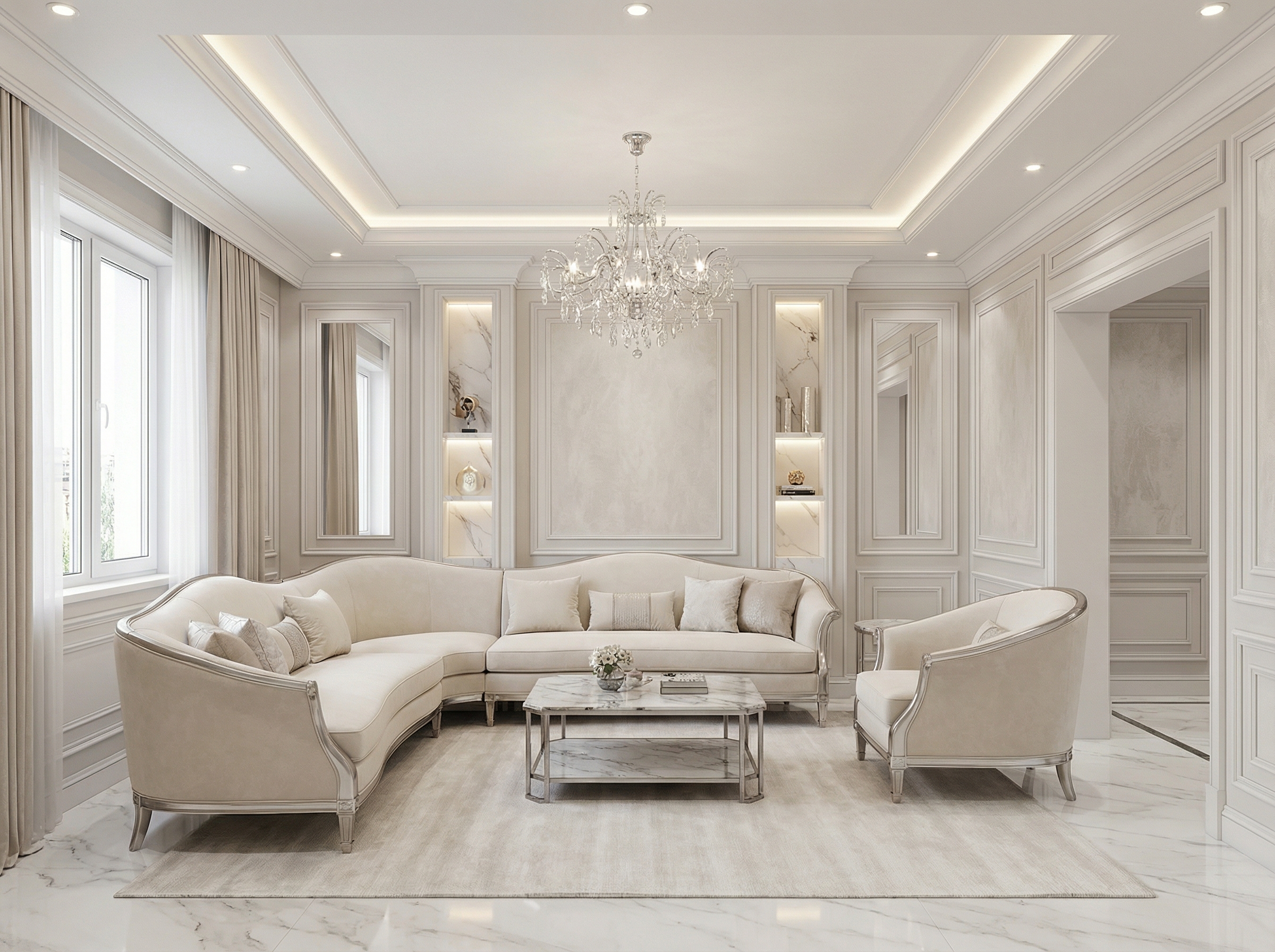 Дизайн гостиной в стиле Классика — фото интерьера от нейросети RoomGPT