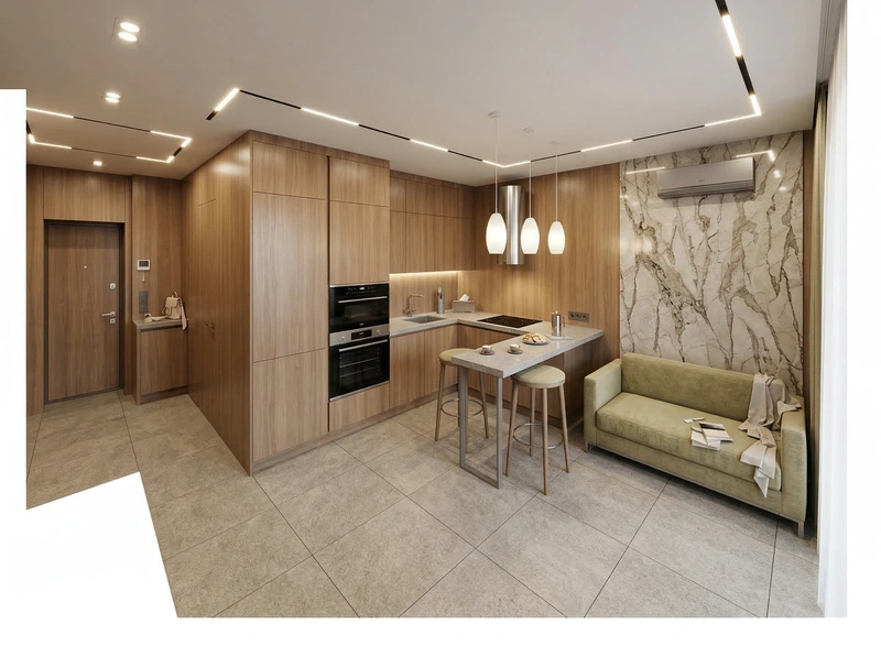 Дизайн интерьера в стиле Минимализм — Кухня от нейросети RoomGPT