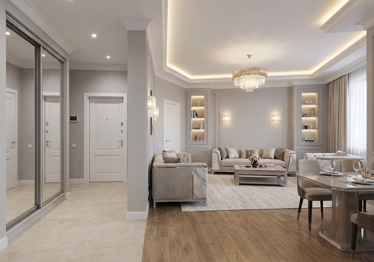 Дизайн гостиной в стиле Классика — фото интерьера от нейросети RoomGPT