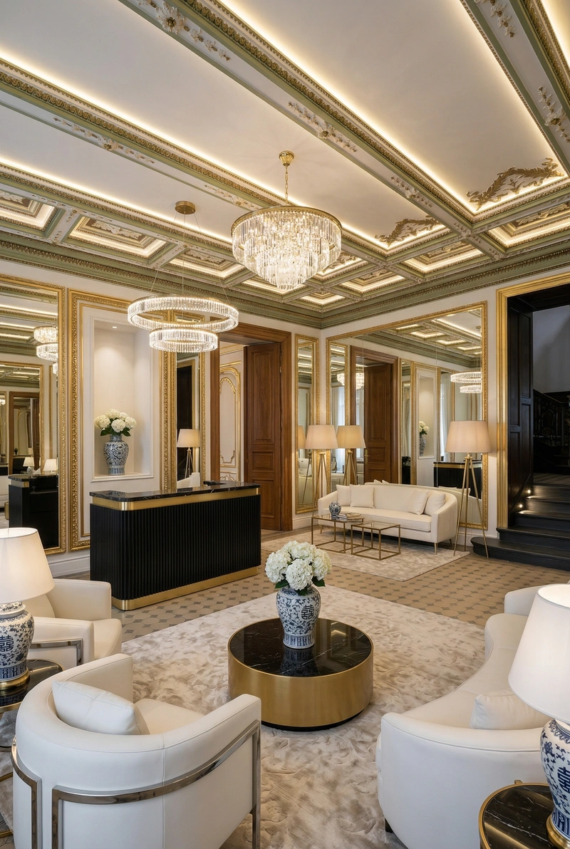 Дизайн гостиной в стиле Неоклассика — фото интерьера от нейросети RoomGPT