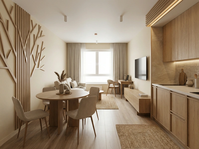 Дизайн ванной в стиле Japandi — фото интерьера от нейросети RoomGPT