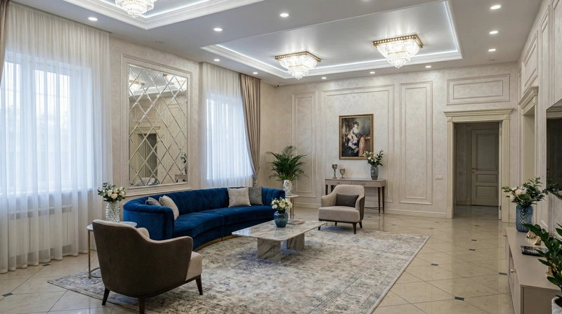 Дизайн интерьера в стиле Классика — Гостиная от нейросети RoomGPT