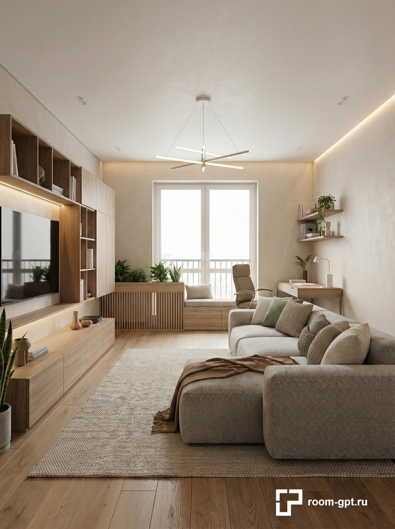 Дизайн интерьера в стиле Хюгге — Гостиная от нейросети RoomGPT