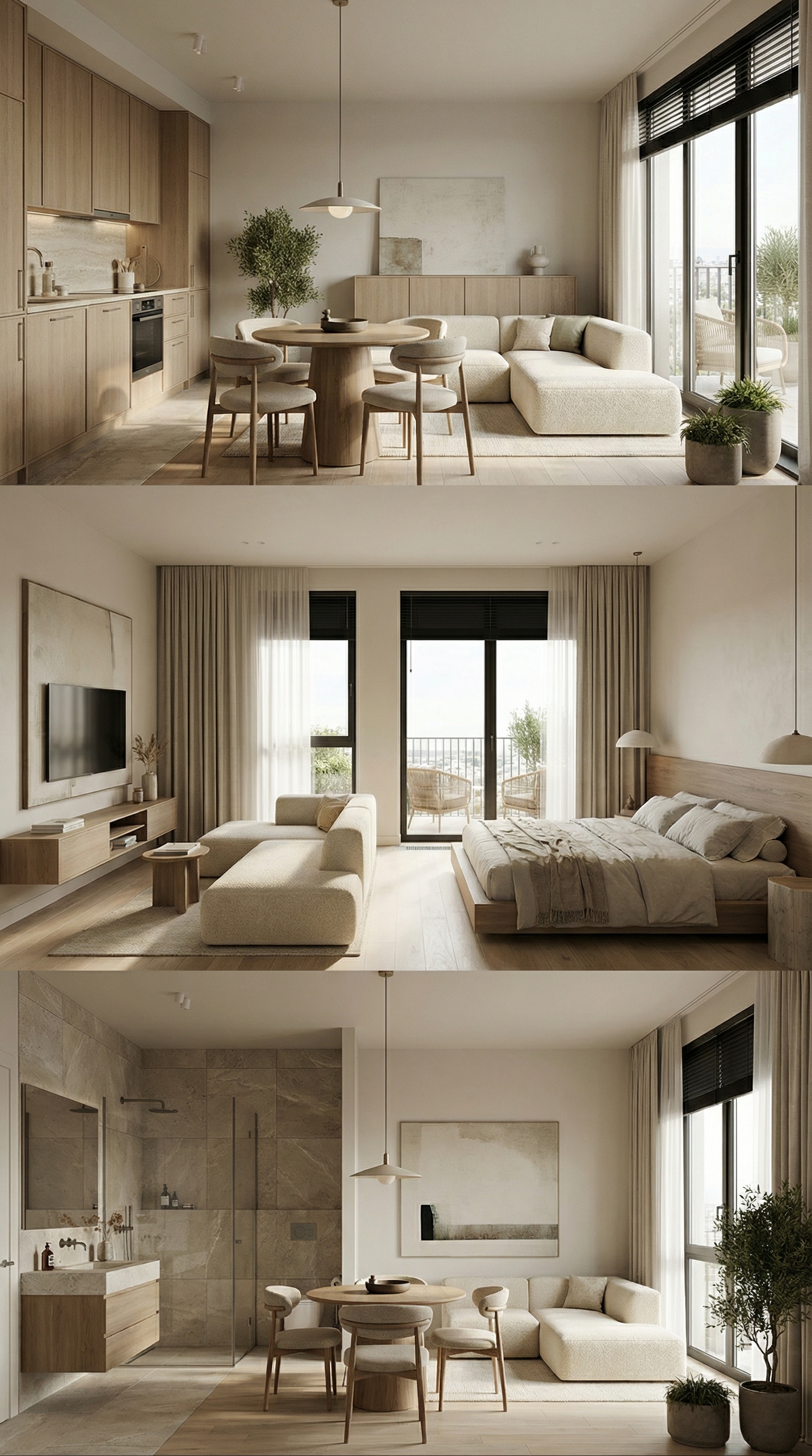 Дизайн гостиной в стиле Japandi — фото интерьера от нейросети RoomGPT