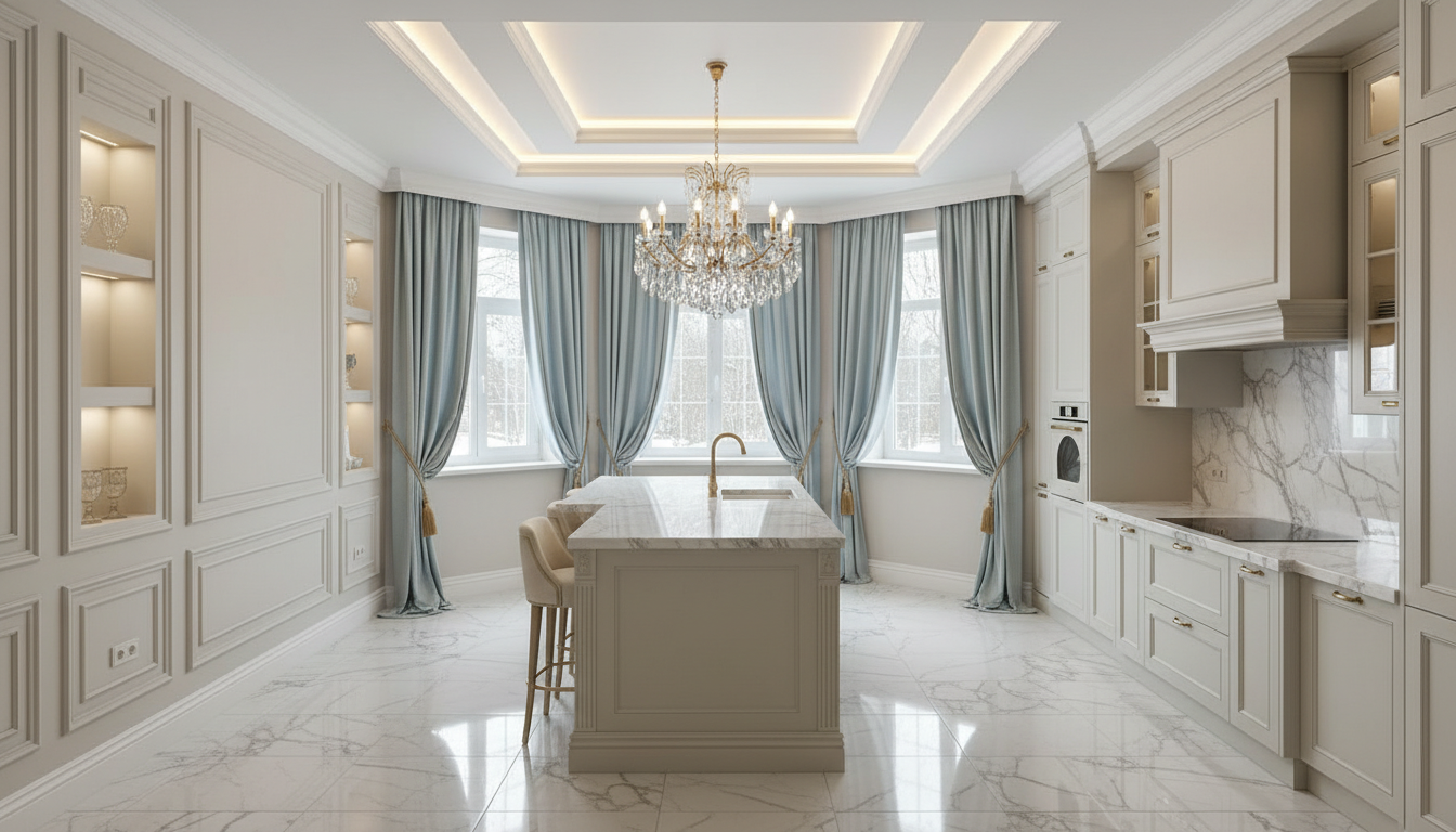 Дизайн кухни в стиле Классика — фото интерьера от нейросети RoomGPT