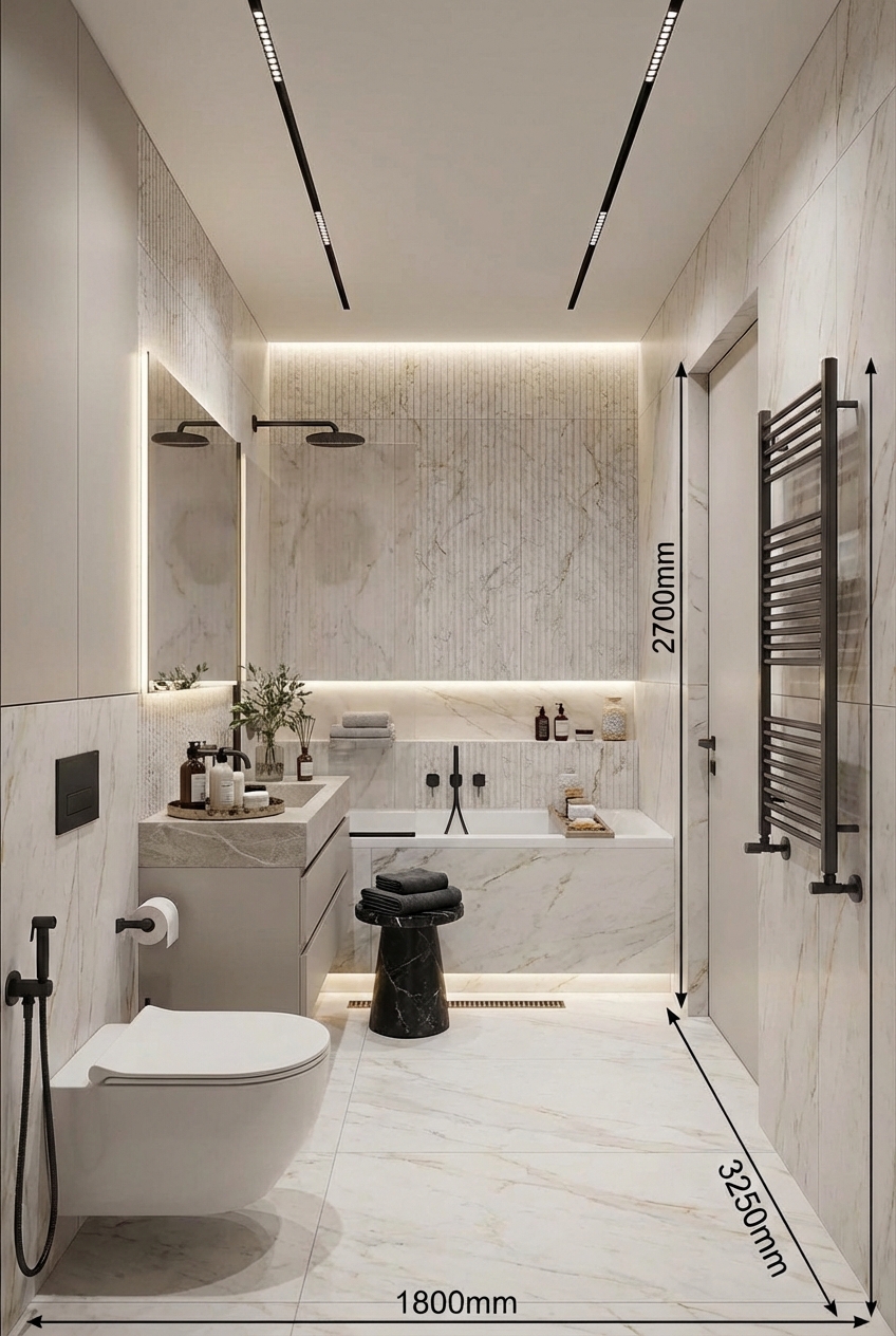 Дизайн ванной в стиле Минимализм — фото интерьера от нейросети RoomGPT