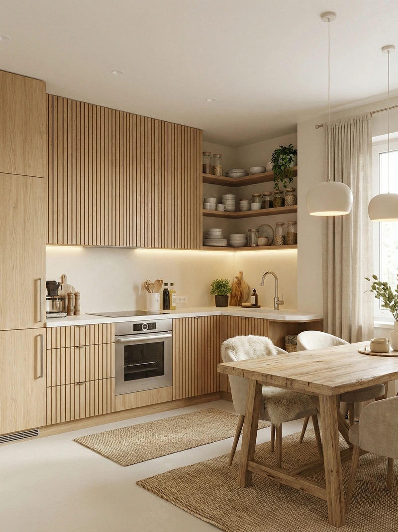 Дизайн интерьера в стиле Хюгге — Кухня от нейросети RoomGPT