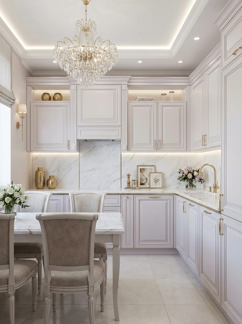 Дизайн интерьера в стиле Неоклассика — Кухня от нейросети RoomGPT