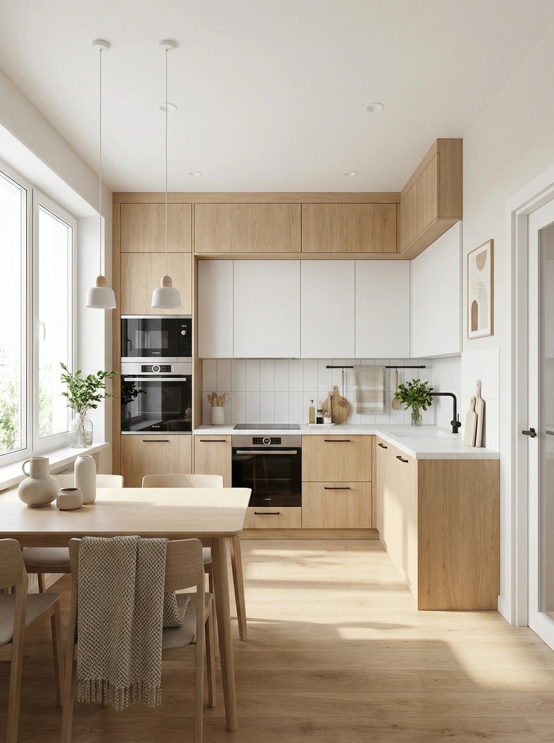 Дизайн интерьера в стиле Сканди — Кухня от нейросети RoomGPT