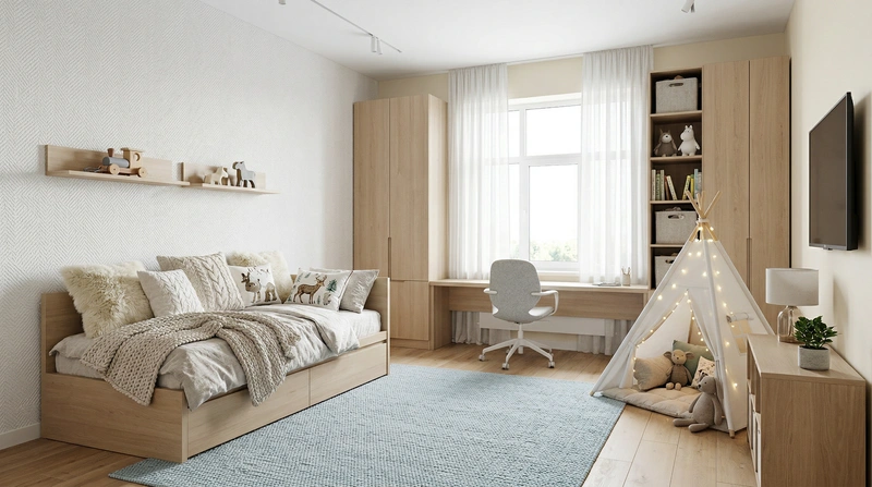 Дизайн интерьера в стиле Хюгге — Детская от нейросети RoomGPT