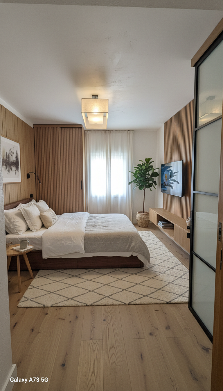 Дизайн спальни в стиле Japandi — фото интерьера от нейросети RoomGPT