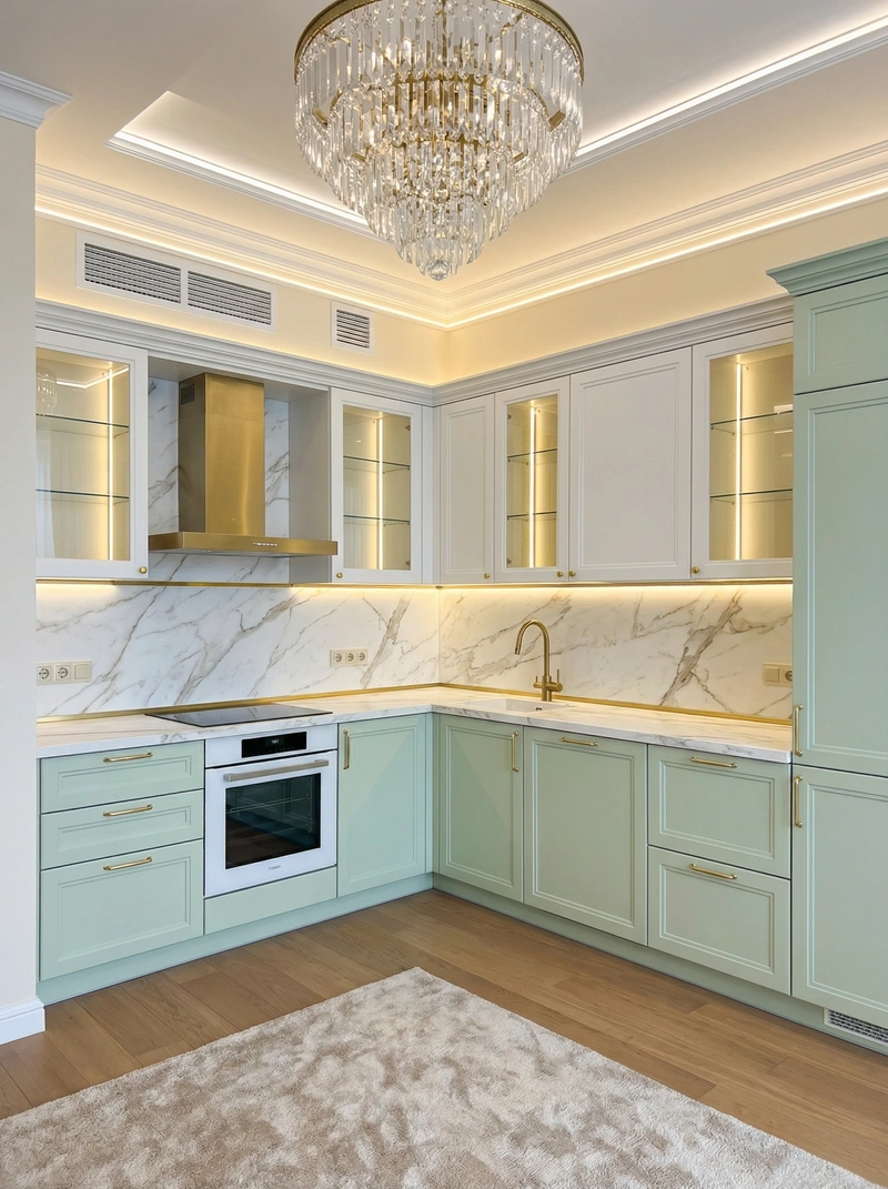 Дизайн интерьера в стиле Неоклассика — Кухня от нейросети RoomGPT