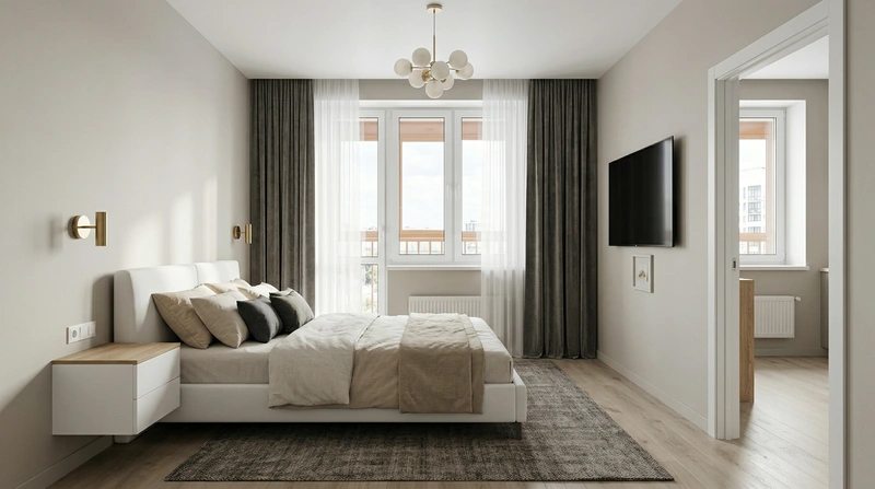 Дизайн спальни в стиле Минимализм — фото интерьера от нейросети RoomGPT