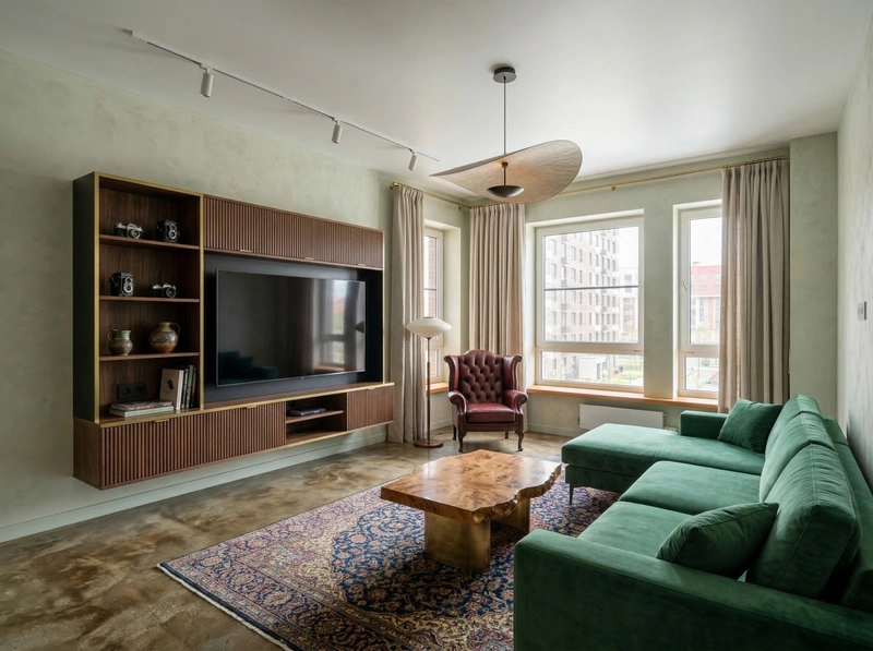 Дизайн гостиной в стиле Эклектика — фото интерьера от нейросети RoomGPT