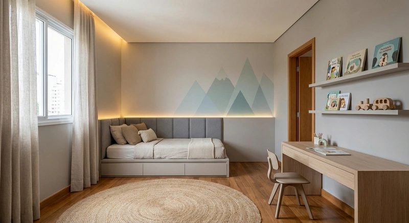 Дизайн детской в стиле Минимализм — фото интерьера от нейросети RoomGPT