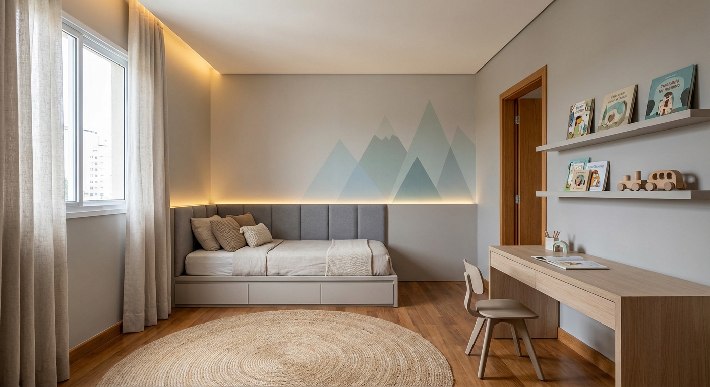 Дизайн детской в стиле Минимализм — фото интерьера от нейросети RoomGPT